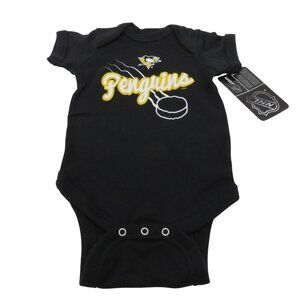 NHL Pittsburgh Penguins Infant 0/3m Black Logo Creeper Bodysuit One Piece Hockey